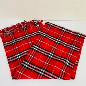 Royal Rossi 100% Cashmere Red Tartan Plaid Scarf/Wrap 30.5” x 73”